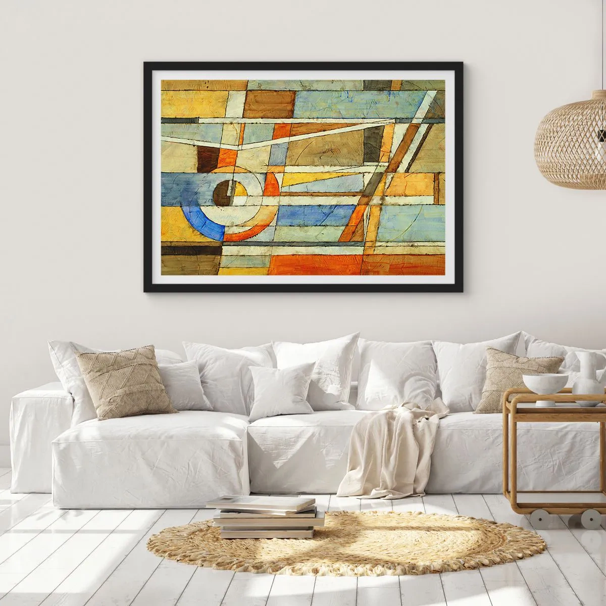 Plakat w czarnej ramie - Kubizm na budowie - 91x61 cm