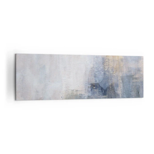 Obraz na płótnie - Subtelne abstrakcyjne plamy w odcieniach błękitu i beżu - 160x50cm - Tony i akordy barw - Nowoczesna dekoracja ścienna do salonu i sypialni ARTTOR