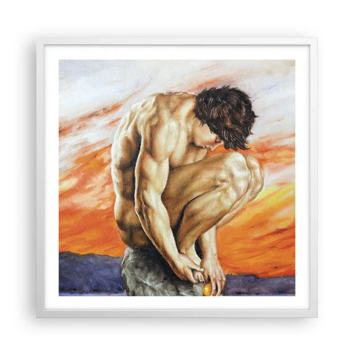 Plakat w białej ramie - Zatopiony w sobie - 60x60 cm