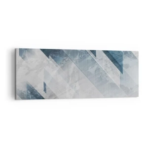 Obraz na płótnie - Abstrakcyjne linie w odcieniach szarości i błękitu - 140x50cm - Kompozycja przestrzenna – ruch szarości - Nowoczesna dekoracja ścienna do salonu i sypialni ARTTOR