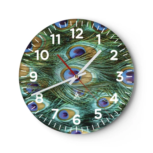 Zegar ścienny - Pawiookie spojrzenie - 40x40 cm