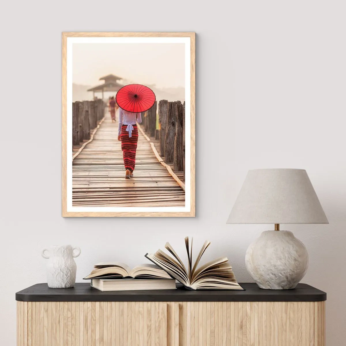 Plakat w ramie jasny dąb - Na starym moście - 50x70 cm