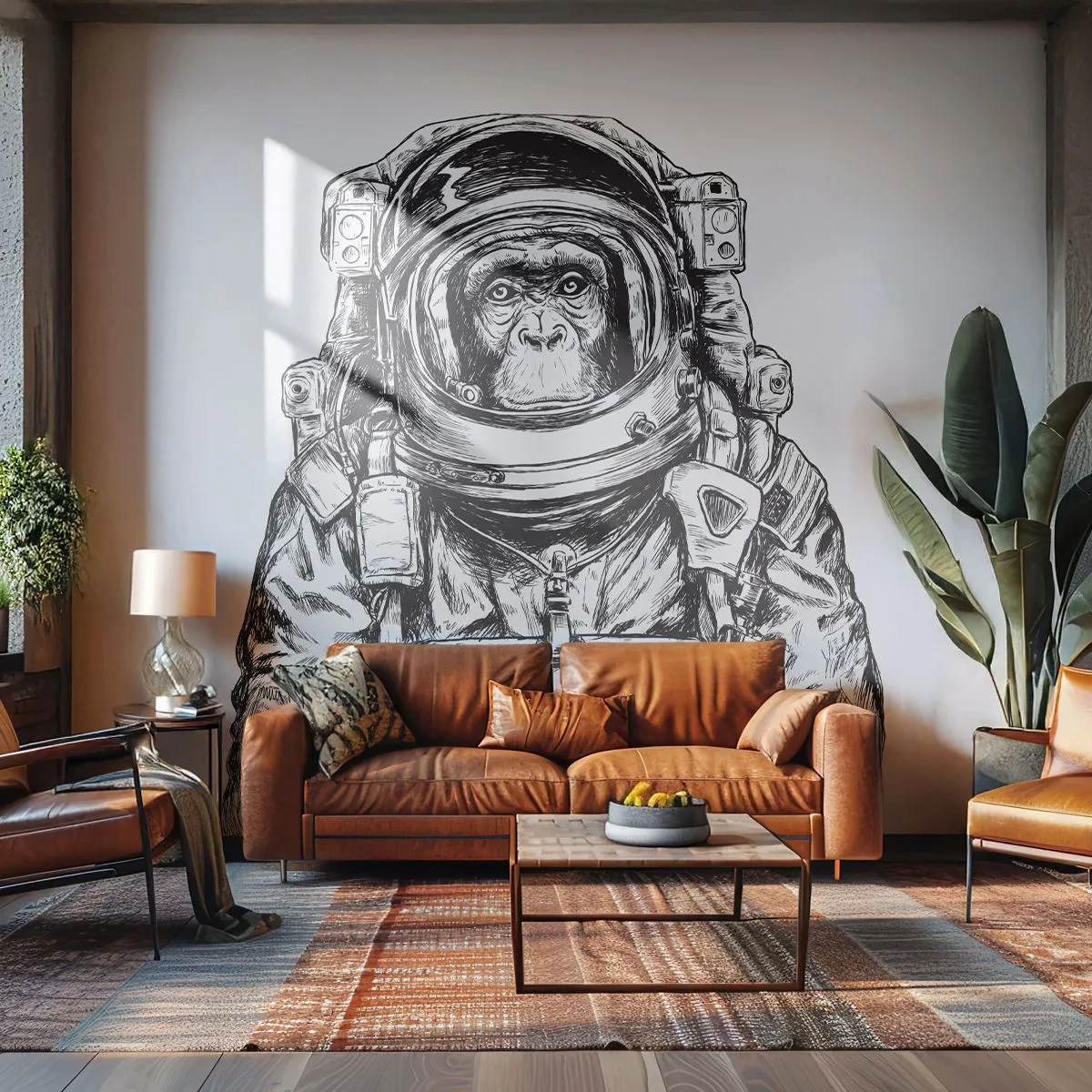 Fototapeta Premium Sand - Alternatywna ewolucja - Abstrakcja, Astronauta, Małpa - 150x105 cm
