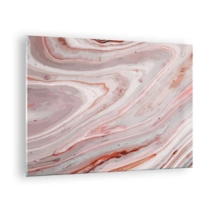 Obraz na szkle - Abstrakcyjny wzór w odcieniach różu i brązu - 70x50cm - Różowy w płynie - Nowoczesna dekoracja ścienna do salonu i sypialni ARTTOR
