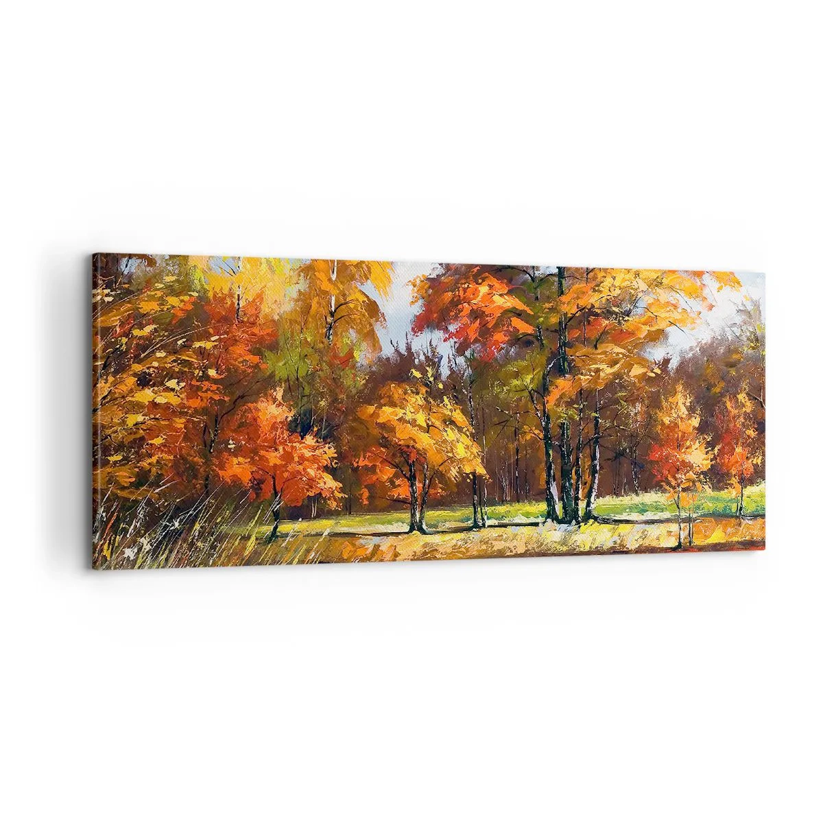 Obraz na płótnie - Pejzaż w złocie i brązie - 100x40 cm