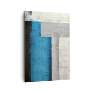 Obraz na płótnie - Geometryczna abstrakcja w odcieniach niebieskiego, szarości i bieli - 50x70cm - Kompozycja poetycka szarości i błękitu - Nowoczesna dekoracja ścienna do salonu, kuchni i sypialni ARTTOR