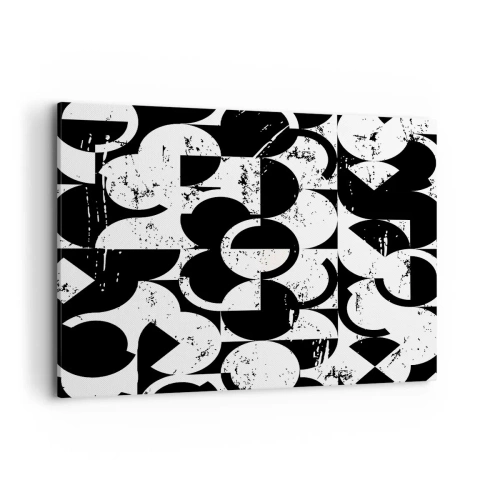 Obraz na płótnie - Abstrakcyjny czarno-biały wzór geometryczny z efektem vintage - 120x80cm - Białe jest białe, a czarne czarne - Nowoczesna dekoracja ścienna do salonu, kuchni i sypialni ARTTOR