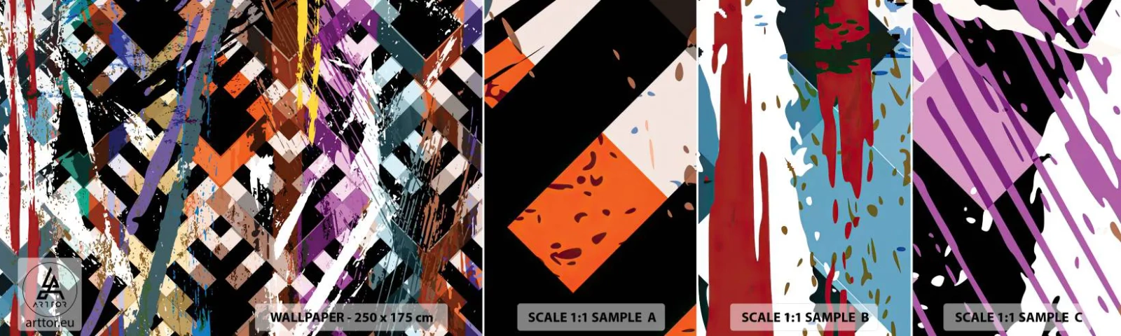 Fototapeta Próbka Samoprzylepna Deluxe Sticker - Podniesione do kwadratu - Abstrakcja, Sztuka, Nowoczesny Wzór - 100x30 cm