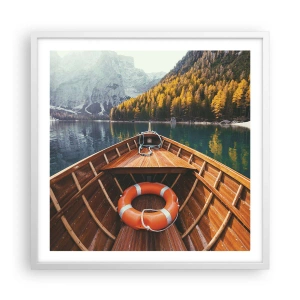 Plakat w białej ramie - Górska wycieczka - 60x60 cm