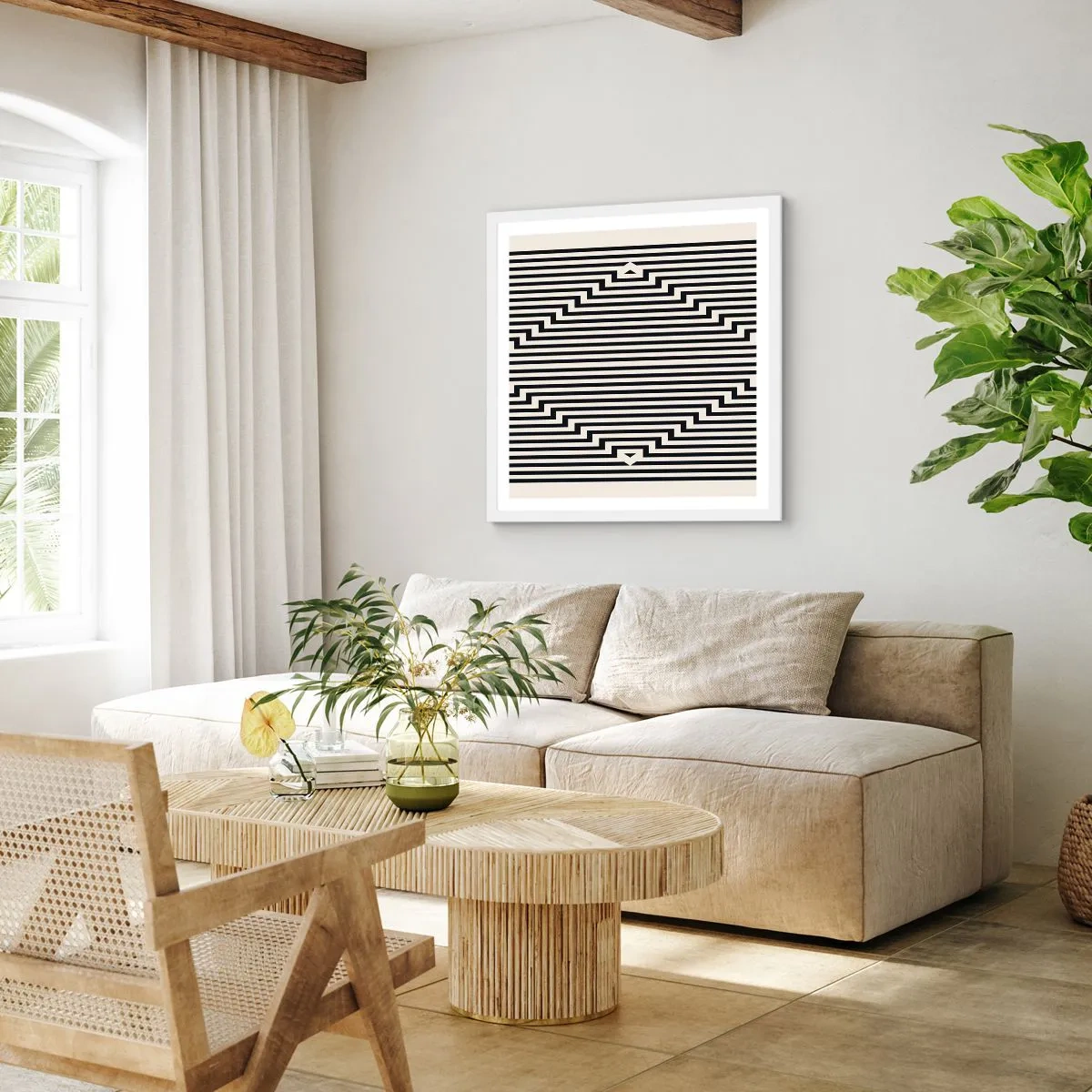 Plakat w białej ramie - Geometryczna iluzja - 40x40 cm