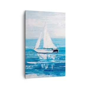 Obraz na płótnie - Jachty na błękitnym morzu w artystycznym stylu - 80x120cm - Z przyjacielem u boku - Nowoczesna dekoracja ścienna do salonu i sypialni ARTTOR