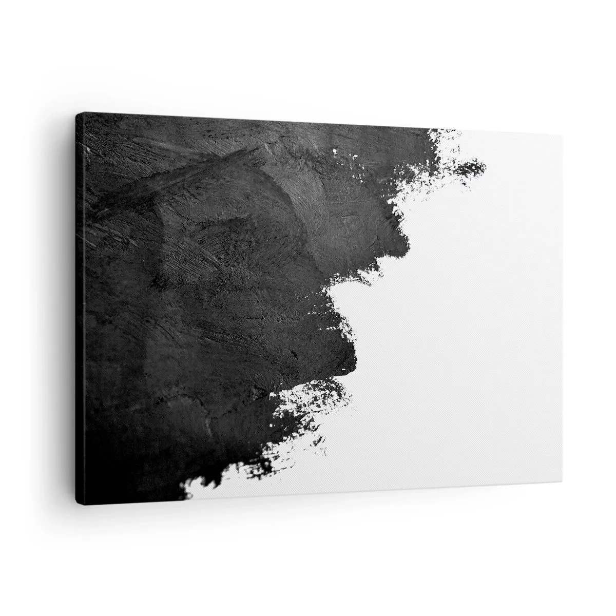 Obraz na płótnie - Czarno-biała abstrakcja z kontrastowymi pociągnięciami pędzla - 70x50cm - Żywioły: ziemia - Nowoczesna dekoracja ścienna do salonu i sypialni ARTTOR