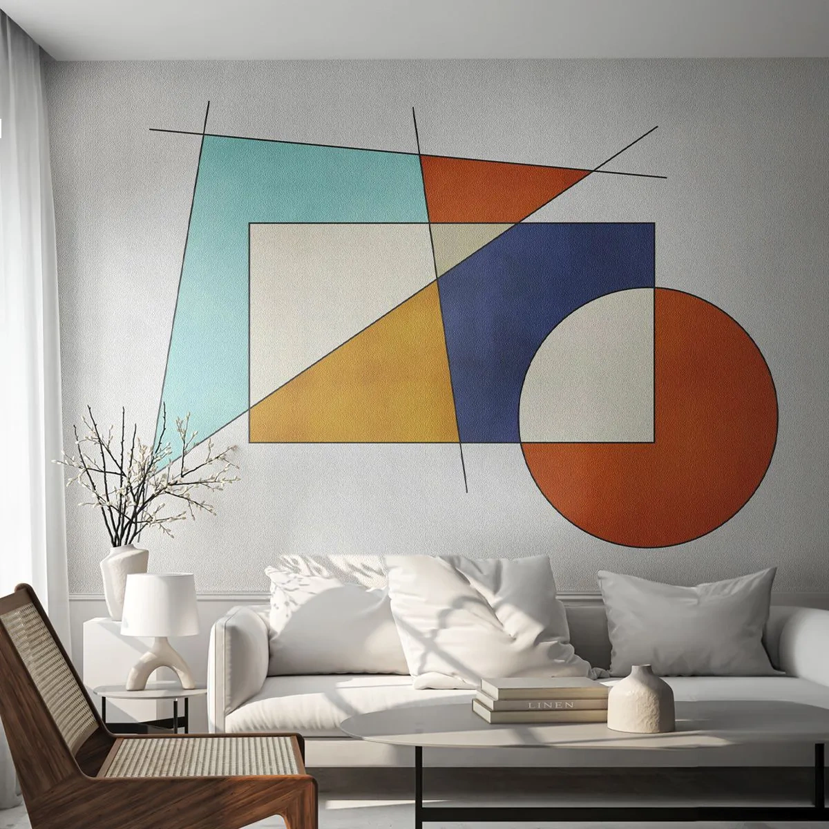Fototapeta Premium Sand - Geometryczne figury w stylu modernistycznym - 100x70cm - Abstrakcja: modernistyczna zabawa - Nowoczesna dekoracja ścienna do salonu, kuchni i sypialni ARTTOR