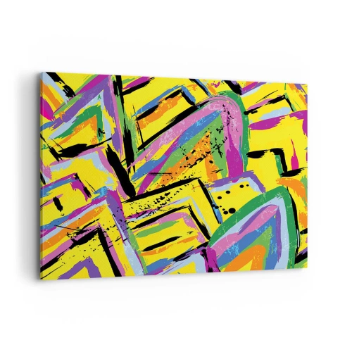 Obraz na płótnie - Żywa abstrakcja w jaskrawych kolorach i dynamicznych kształtach - 100x70cm - Aż krzyczy z radości - Nowoczesna dekoracja ścienna do salonu, kuchni i sypialni ARTTOR
