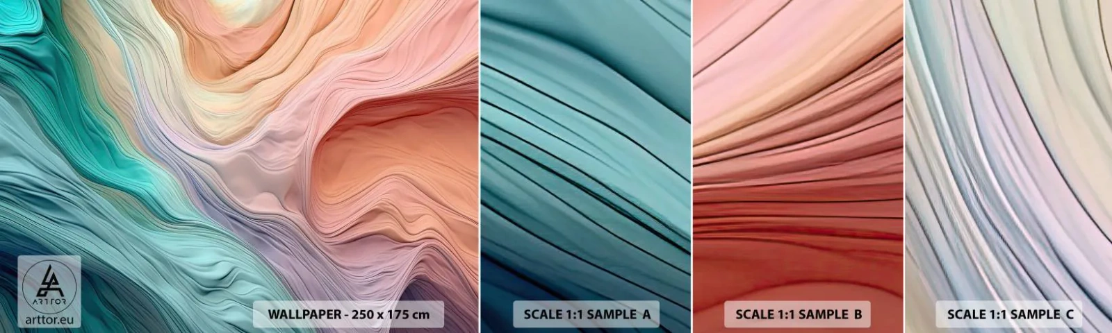 Fototapeta Próbka Samoprzylepna Deluxe Sticker - Tęczowa fala - Pastele, Abstrakcja, Tekstura - 100x30 cm