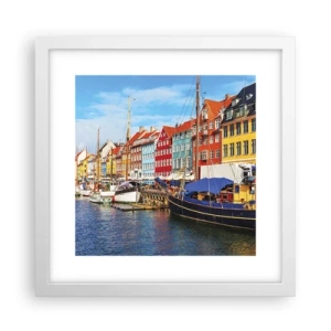 Plakat w białej ramie - Radosne nabrzeże - 30x30 cm