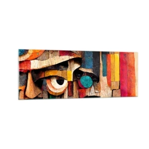 Obraz na szkle - Abstrakcyjne twarze w intensywnych kolorach - 140x50cm - Widzę cię… - Nowoczesna dekoracja ścienna do salonu i sypialni ARTTOR