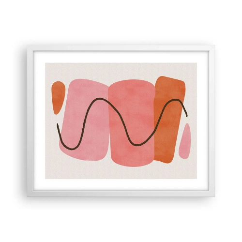 Plakat w białej ramie - łagodny ruch form - 50x40 cm