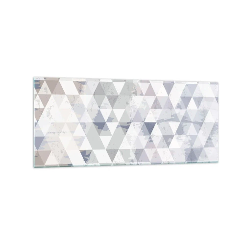 Obraz na szkle - Geometryczny wzór z trójkątów w pastelowych odcieniach - 120x50cm - W rytmie na trzy - Nowoczesna dekoracja ścienna do salonu i sypialni ARTTOR
