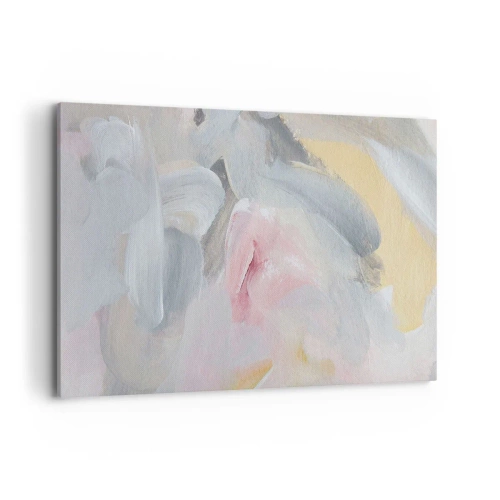 Obraz na płótnie - Abstrakcyjne pastelowe pociągnięcia w odcieniach różu i szarości - 100x70cm - W pastelowym świecie - Nowoczesna dekoracja ścienna do salonu, kuchni i sypialni ARTTOR