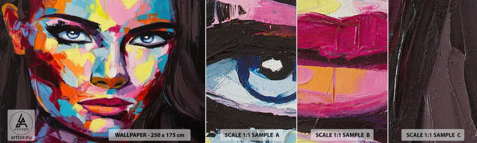 Fototapeta Próbka Premium Canvas - Dusza też kolorowa - Portret Kobiety, Twarz, Sztuka - 100x30 cm