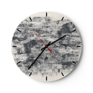 Zegar ścienny - Czarno-biała tekstura z efektem siatki rastrowej - 30x30cm - Mglista kompozycja - Nowoczesna dekoracja ścienna do salonu, kuchni i sypialni ARTTOR