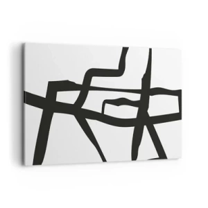 Obraz na płótnie - Minimalistyczny czarno-biały wzór z geometrycznymi liniami - 120x80cm - Czarno-biała konstrukcja - Nowoczesna dekoracja ścienna do salonu, kuchni i sypialni ARTTOR