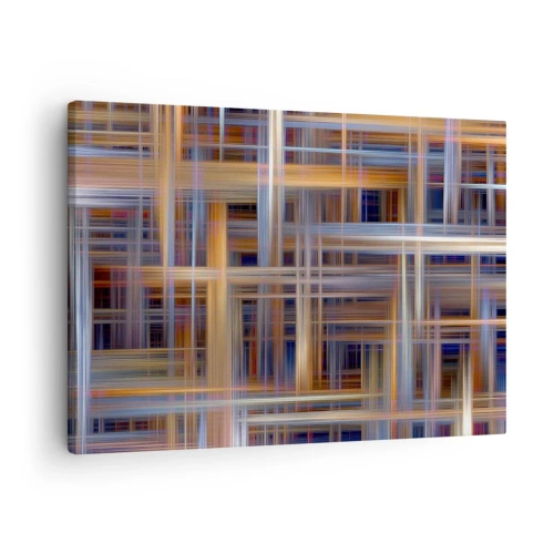 Obraz na płótnie - Abstrakcyjne wzory geometryczne w pastelowych barwach - 70x50cm - Utkane ze światła - Nowoczesna dekoracja ścienna do salonu i sypialni ARTTOR
