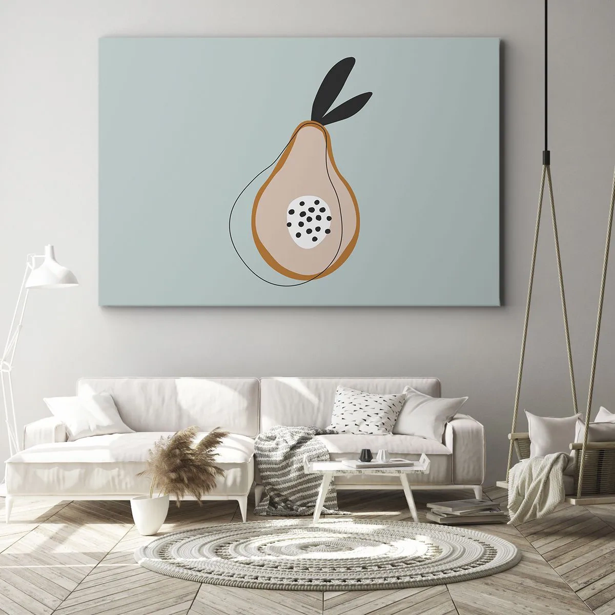 Obraz na płótnie - Abstrakcyjna gruszka na jasnym tle - 70x50cm - Przeniknąć w naturę rzeczy - Nowoczesna dekoracja ścienna do salonu i sypialni ARTTOR
