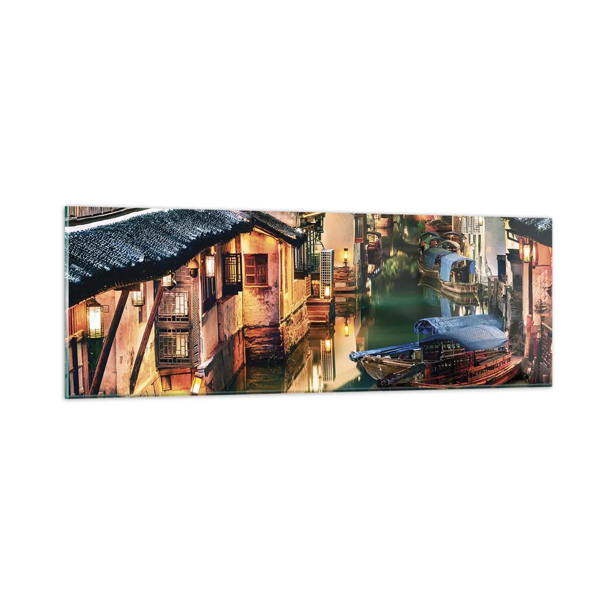 Obraz na szkle - Wieczór na chińskiej ulicy - 90x30 cm
