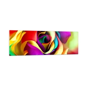 Obraz na szkle - Barwna róża w tęczowych odcieniach - 160x50cm - To niemożliwe - Nowoczesna dekoracja ścienna do salonu i sypialni ARTTOR