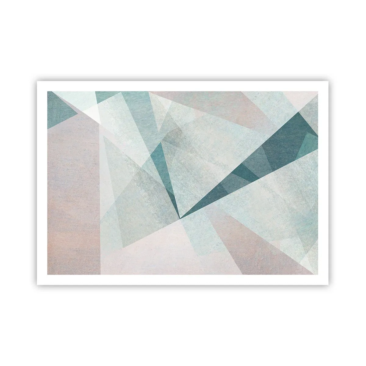 Plakat - Geometryczne kształty w pastelowych odcieniach błękitu i szarości - 100x70cm - Spokojnie choć dynamicznie - Nowoczesna dekoracja ścienna do salonu i sypialni ARTTOR