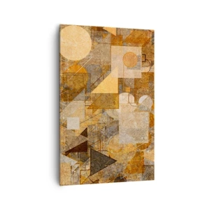 Obraz na płótnie - Abstrakcyjne geometryczne figury w ciepłych odcieniach - 80x120cm - Kubistyczne studium brązu - Nowoczesna dekoracja ścienna do salonu i sypialni ARTTOR