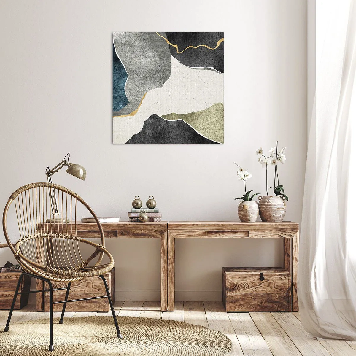 Obraz na płótnie - Mozaikowa kompozycja z nitką złota - 70x70 cm