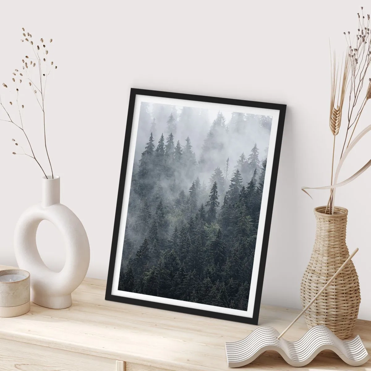 Plakat w czarnej ramie - Leśny świt - 40x50 cm