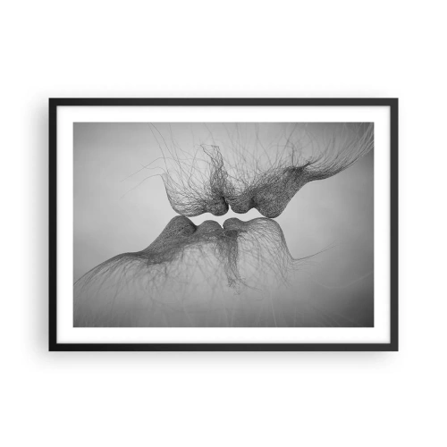 Plakat w czarnej ramie - Abstrakcyjny pocałunek przedstawiony w eterycznej formie - 70x50cm - Pocałunek wiatru - Nowoczesna dekoracja ścienna do salonu i sypialni ARTTOR