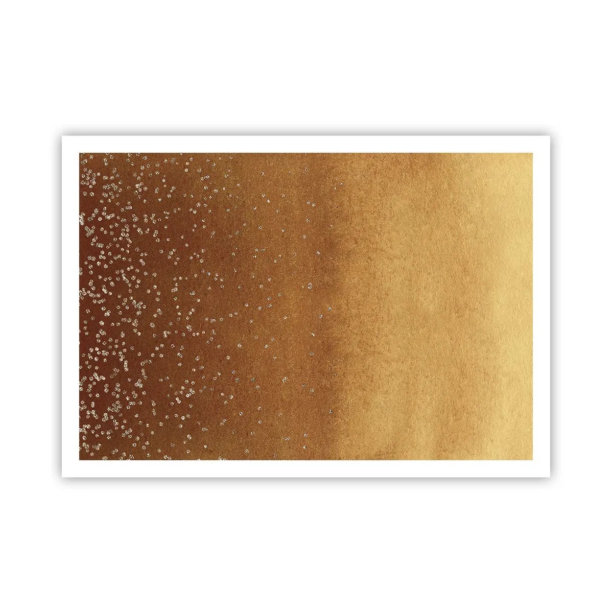 Plakat - Złoty gradient z subtelnym połyskiem i zdobieniem - 100x70cm - Narodziny światła - Nowoczesna dekoracja ścienna do salonu i sypialni ARTTOR