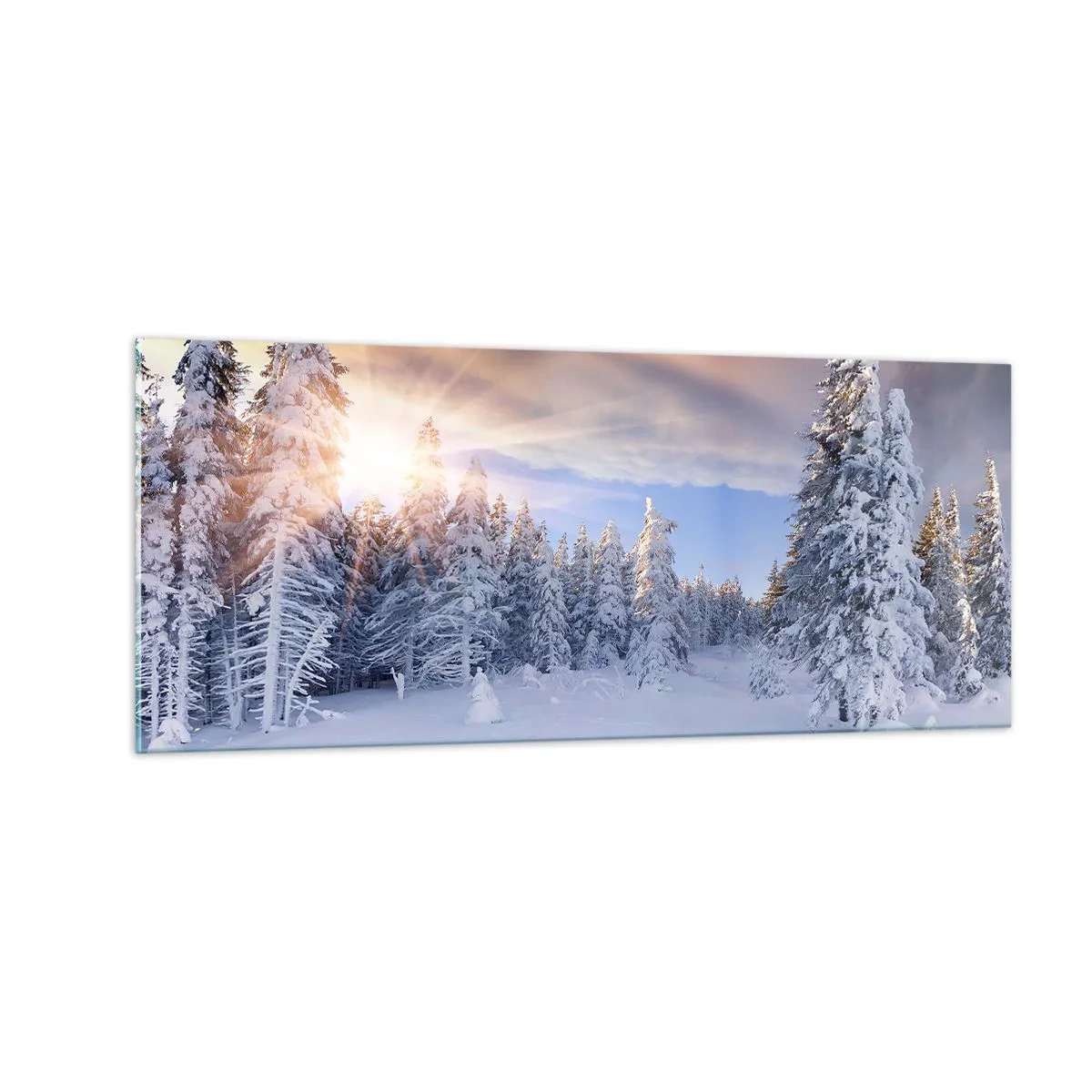 Obraz na szkle - Snieżny spektakl natury - 100x40 cm