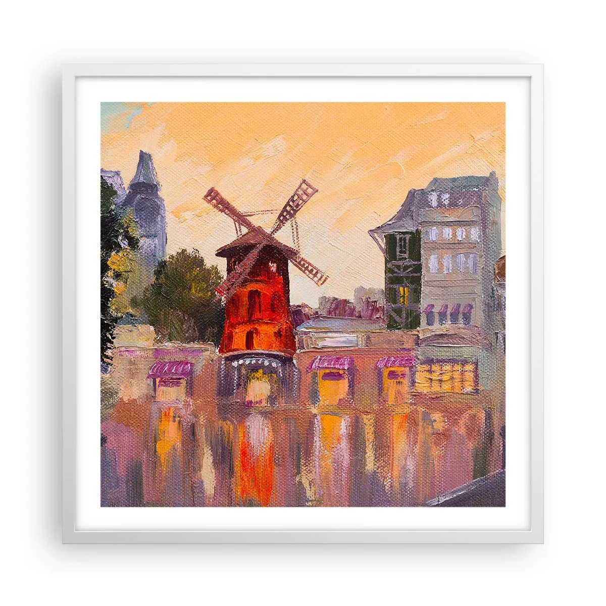 Plakat w białej ramie - Paryskie ikony – Moulin Rouge - 60x60 cm