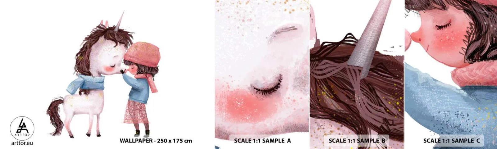 Fototapeta Próbka Standard Eco - Zimowa opowieść - Dla Dzieci, Jednorożec, Dziewczynka - 100x30 cm