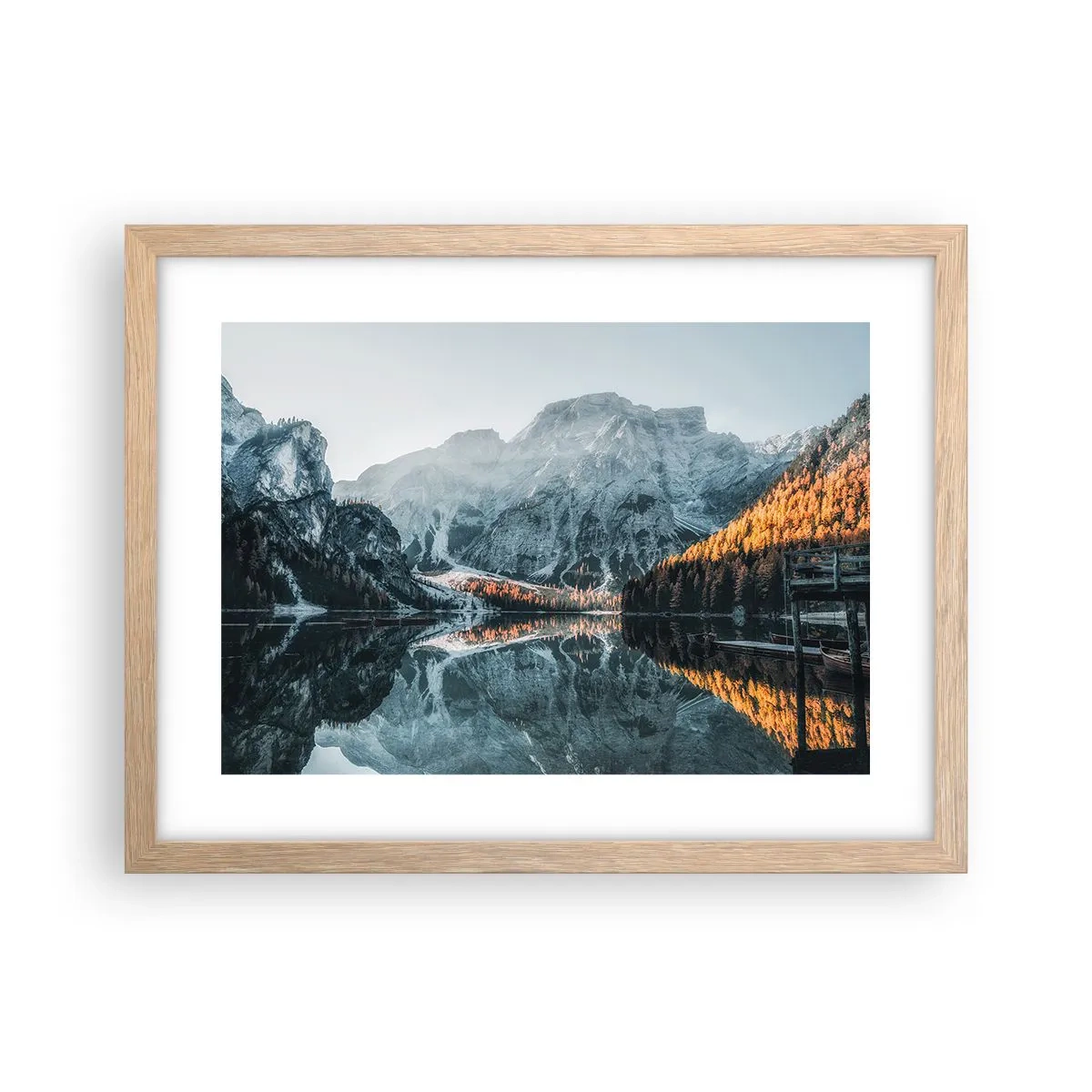 Plakat w ramie jasny dąb - Lustrzany pejzaż - 40x30 cm