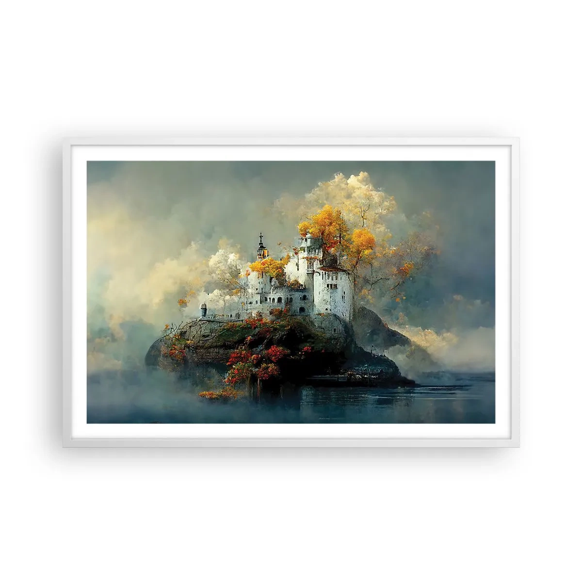 Plakat w białej ramie - Początek romantycznej opowieści - 91x61 cm