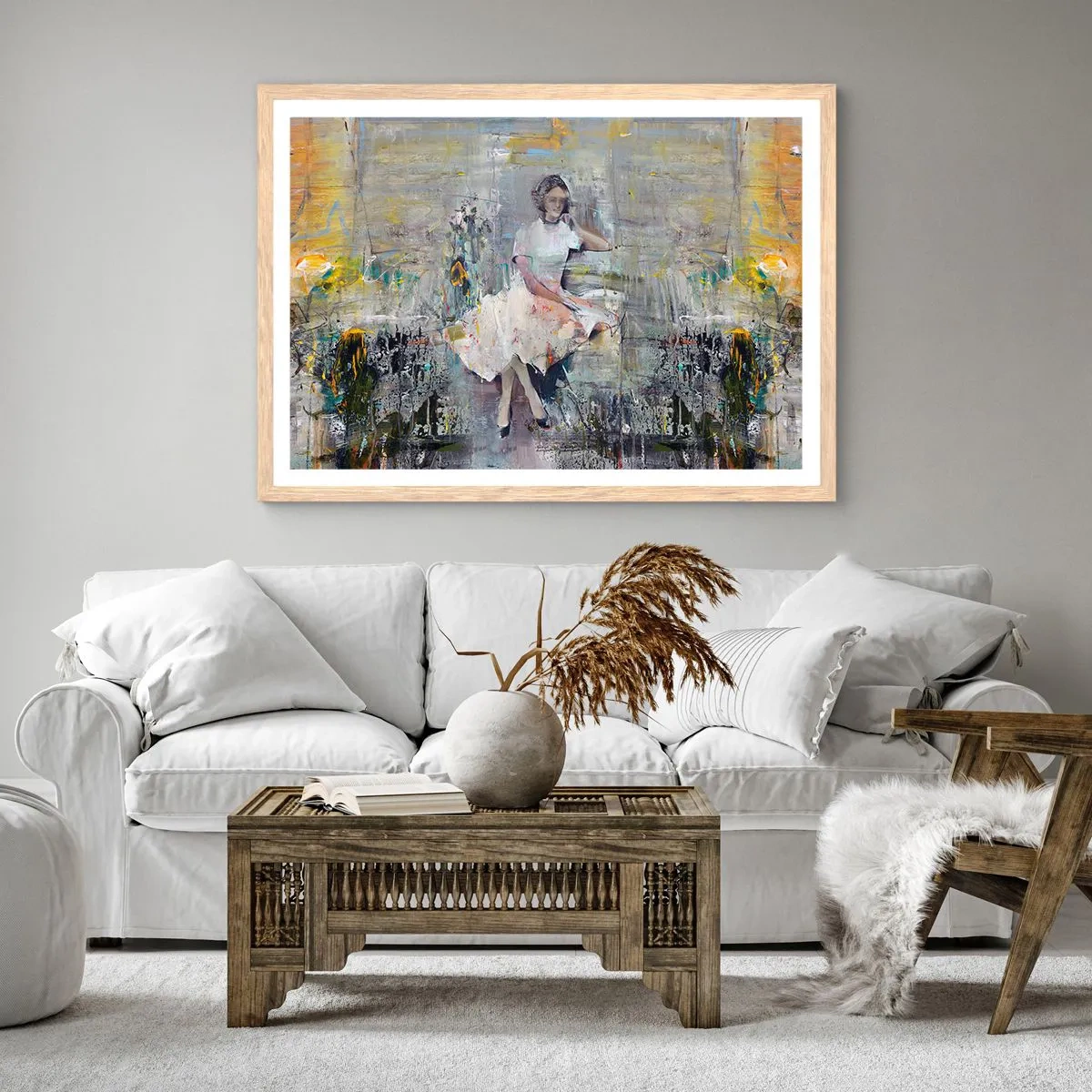 Plakat w ramie jasny dąb - Klasyczna i nowoczesna - 70x50 cm