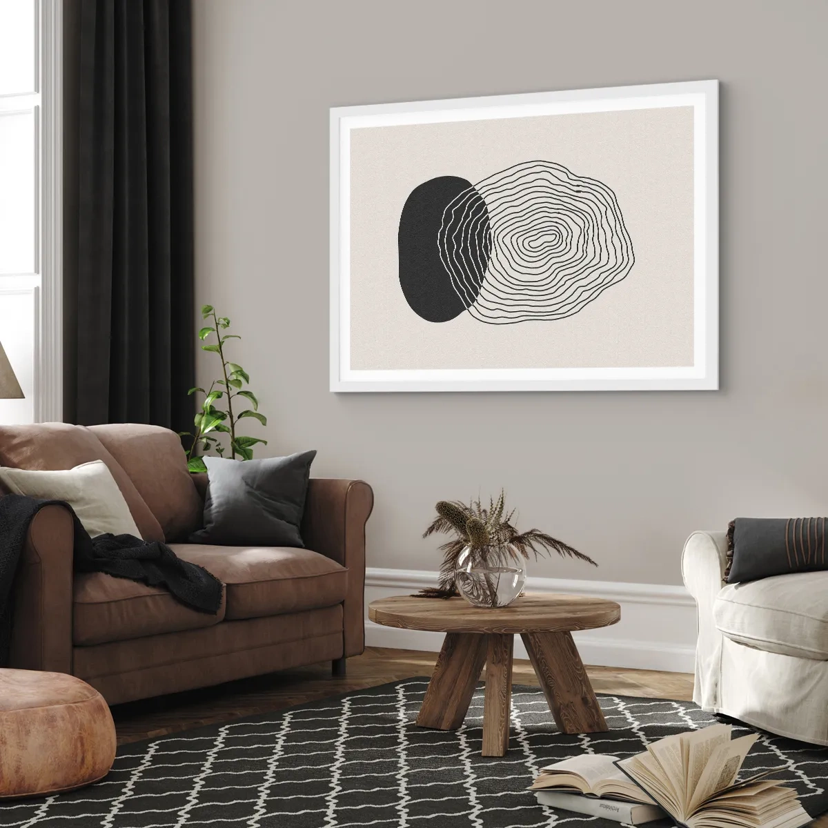 Plakat w białej ramie - Trwanie i drganie - 50x40 cm