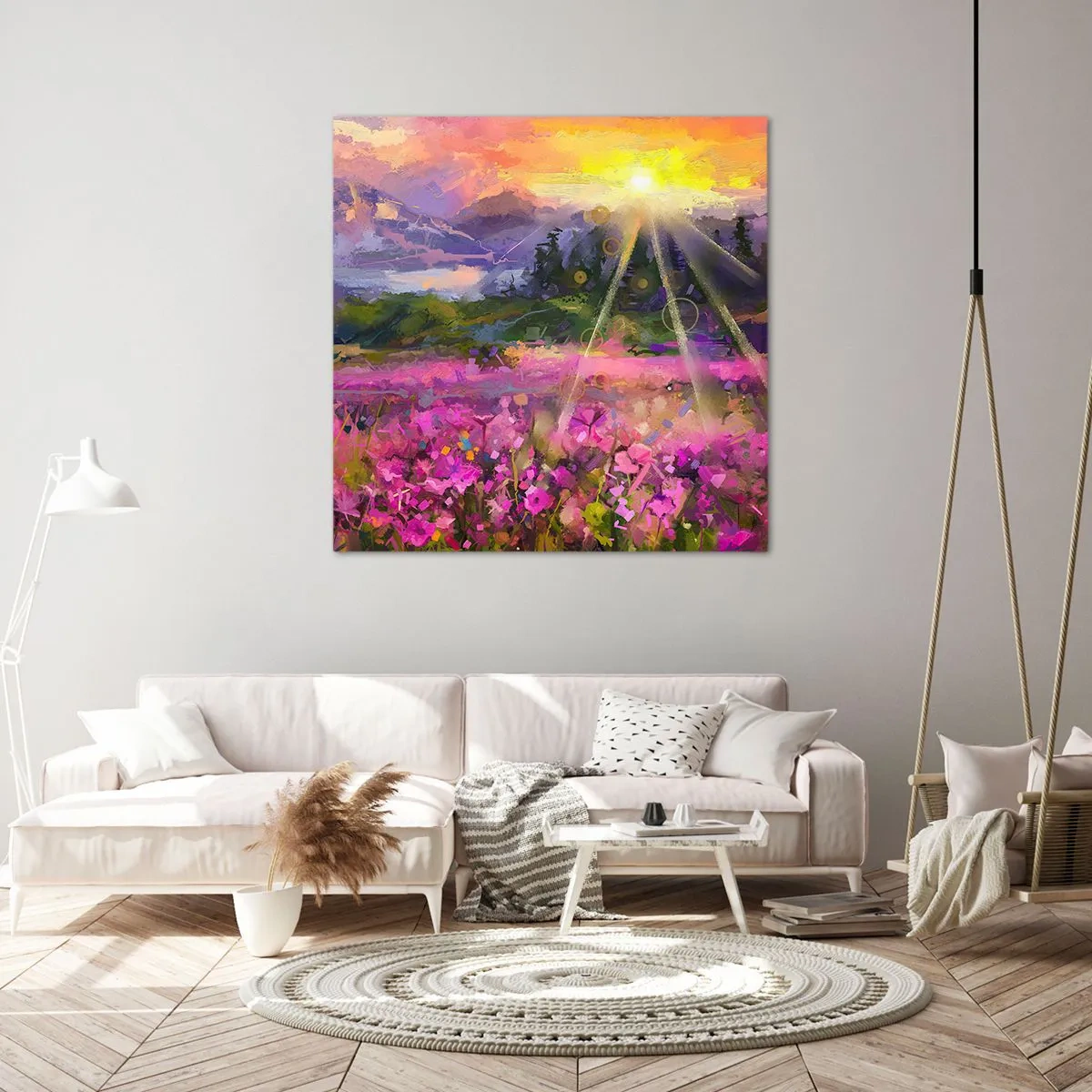 Obraz na płótnie - W dolinie pod opieką słońca - 70x70 cm
