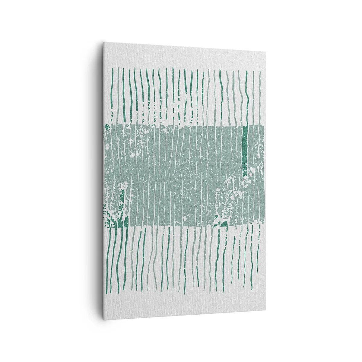 Obraz na płótnie - Geometryczny wzór w odcieniach morskiej zieleni i bieli - 80x120cm - Abstrakcja morska - Nowoczesna dekoracja ścienna do salonu i sypialni ARTTOR