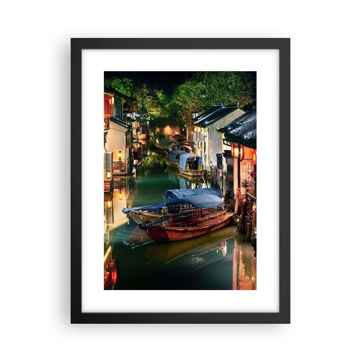 Plakat w czarnej ramie - Wieczór na chińskiej ulicy - 30x40 cm