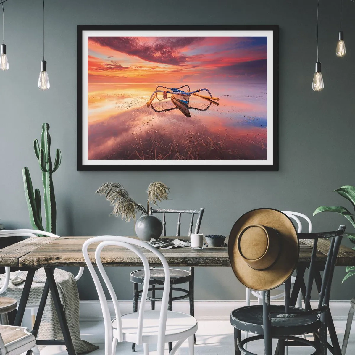 Plakat w czarnej ramie - Spokój tropikalnego wieczoru - 91x61 cm