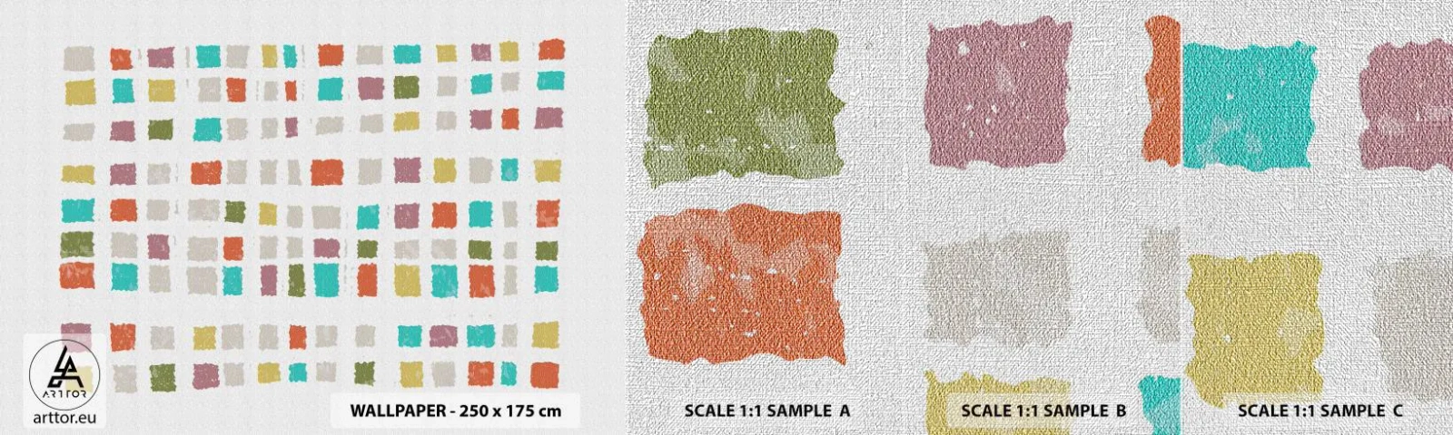 Fototapeta Próbka Premium Canvas - Nieznana gra - Pastelowe, Kwadraty, Minimalizm - 100x30 cm