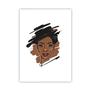 Plakat - Stylizowany portret kobiety w odcieniach brązu i czerni - 50x70cm - Słodka jak czekolada - Nowoczesna dekoracja ścienna do salonu, kuchni i sypialni ARTTOR